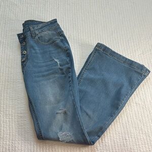 Women's Blue Distressed Jeans
